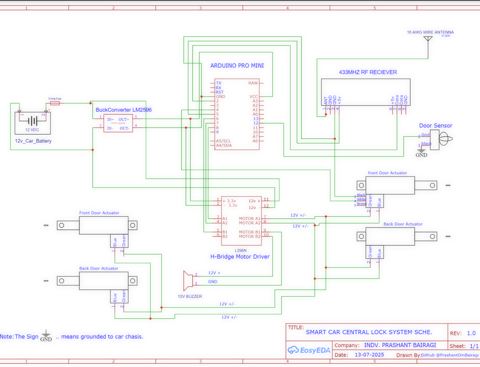Smart Central Locking System Schematic